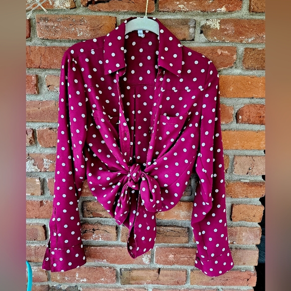 EXPRESS BURGANDY BLOUSE - Picture 4 of 6